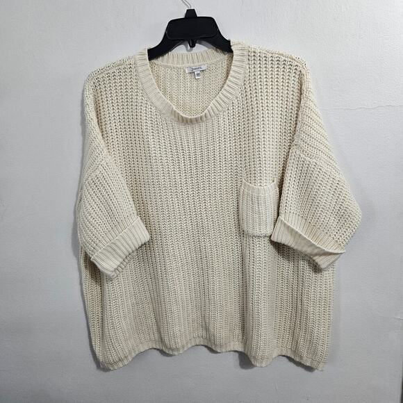 Jodifl Oversized Cream Short Sleeve Women's Sweater. Size Large - Picture 2 of 7